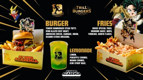 『僕のヒーローアカデミア』10周年記念！「Trill Burgers」が限定コラボメニューとオリジナルTシャツを期間限定で販売！「The One For All Burger Combo」など個性豊かなメニューが登場！