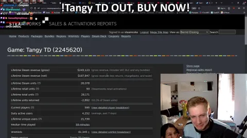 個人開発者が4年の歳月をかけたタワーディフェンスゲーム『Tangy TD』がSteamで大ヒット！感極まる開発者の姿が大きな反響を呼ぶ
